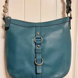 COACH Teal Blue Leather Shoulder Bag F14018